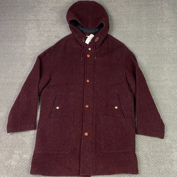 Vintage LL Bean Coat Jacket Mens Large Tall Red Hooded USA Blanket NWT Deadstock - Picture 1 of 16